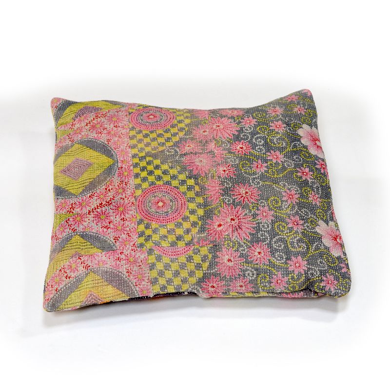 Pink Blossom Kantha Cushion - Image 2