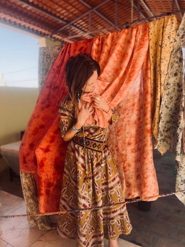 beshlie with block printed silk scarfs