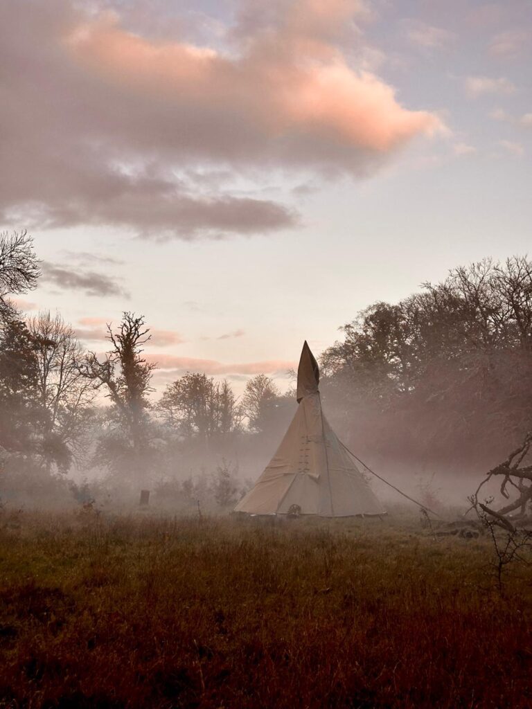 tipi in beshlie's garden for grief ceremony